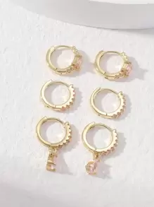 Hihho 6pcs Cubic Zirconia Decor Earrings