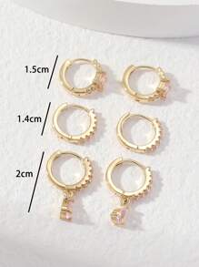 Hihho 6pcs Cubic Zirconia Decor Earrings