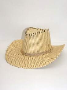 Hombres Sombrero de paja con diseño trenzado - Caqui - Ver 1