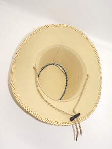 Hombres Sombrero de paja con diseño trenzado - Caqui - Ver 2