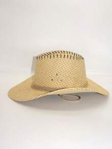 Hombres Sombrero de paja con diseño trenzado - Caqui - Ver 3