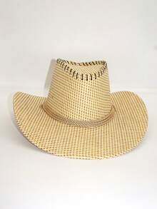 Hombres Sombrero de paja con diseño trenzado - Caqui - Ver 4