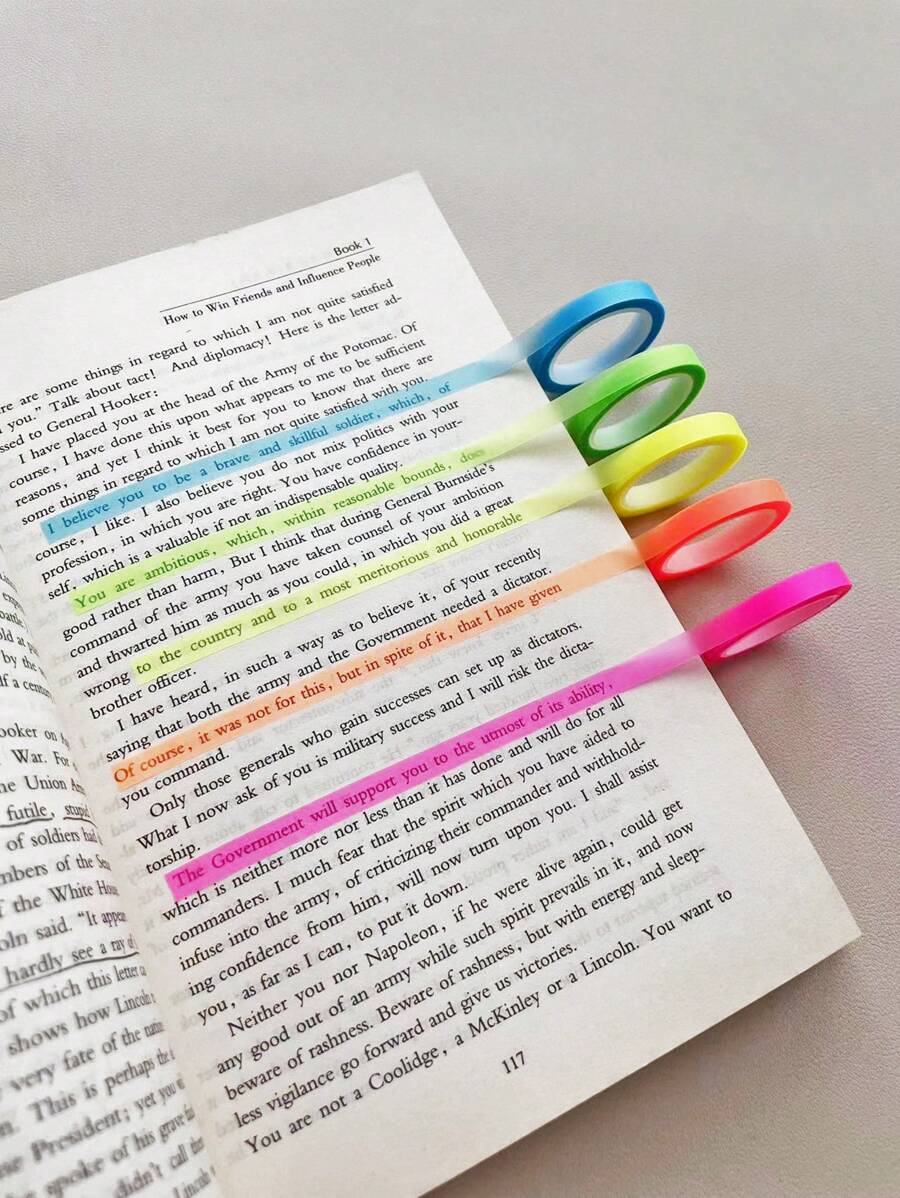 5 cuộn 0.6mm Hỗn Hợp Màu Sắc Trong Suốt Giấy Dán, Đơn Giản Đa năng Băng Washi Cho Thủ Công DIY, Viết Nhật Ký, Đánh Dấu Trang - Nhiều màu - Xem 1