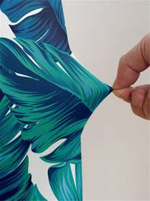 1pc Tropical Leaf Print Chair Slipcover - Multicolor - View 3