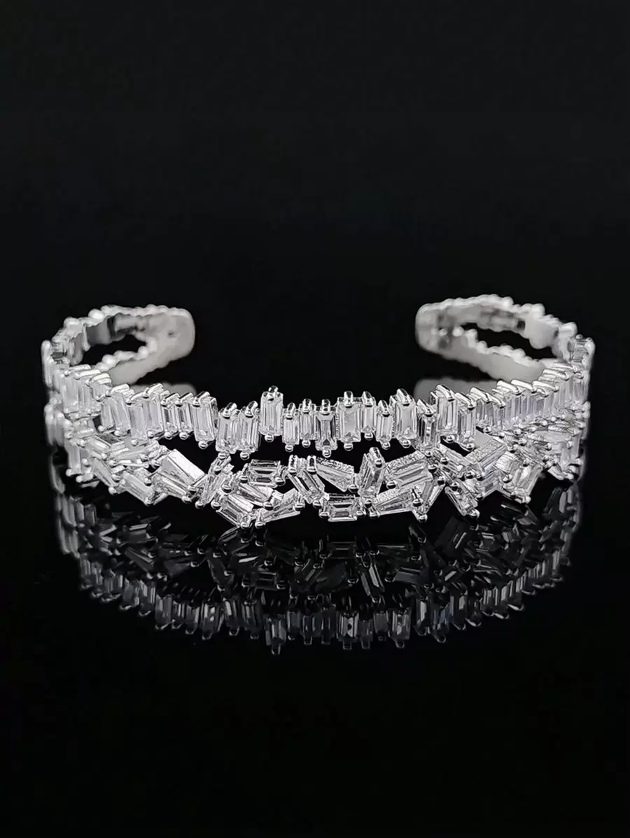 MOONSO 1pc Luxury Cubic Zirconia Decorated Bracelet, Suitable For Women's Daily Wear, Party, Banquet, Wedding And Other Occasions