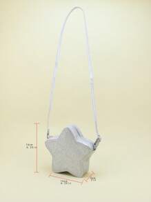 Giáng sinh Mùa Ấm áp Mùa Đông Ngôi sao năm cánh Hình dạng Long lanh Mini Trẻ em Dây kéo Túi đeo chéo - Bạc - Xem 3