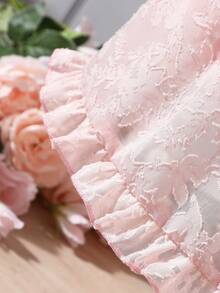 SHEIN 女孩提花荷葉邊挖肩繫腰帶連衣裙 - 淺粉色 - 查看 6