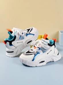 女孩繫帶字母圖案時尚戶外織物老爹鞋 - 彩色 - 查看 1