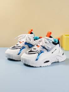 女孩繫帶字母圖案時尚戶外織物老爹鞋 - 彩色 - 查看 2