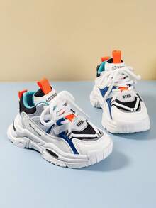 女孩繫帶字母圖案時尚戶外織物老爹鞋 - 彩色 - 查看 3