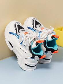 女孩繫帶字母圖案時尚戶外織物老爹鞋 - 彩色 - 查看 4