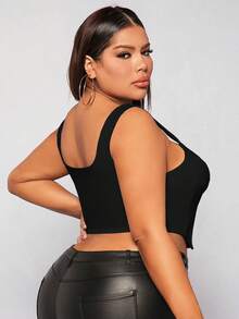 SHEIN SXY Plus Letter Graphic Crop Tank Top - Black - View 2