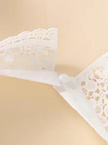 1pc Detachable White Water Soluble Embroidery Bow Tie Style Collar Decoration