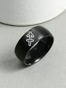 Hombres Anillo con patrón de constelación - Negro - Ver 1