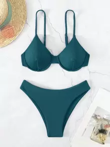 SHEIN Swim 素色帶鋼圈比基尼泳裝