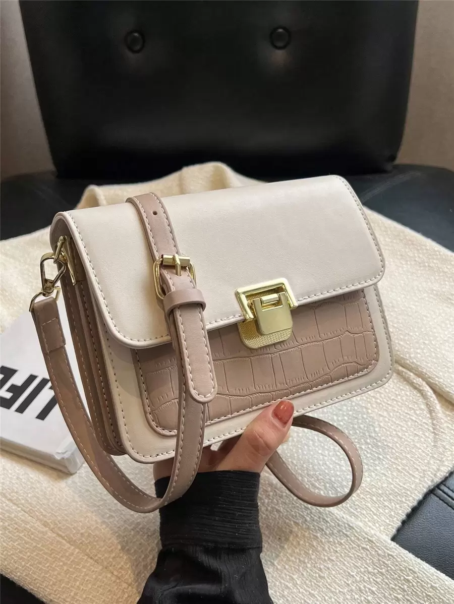 鱷魚壓紋方包迷你翻蓋