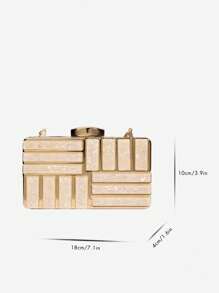 Glitter Bling,Shiny Glamorous,Elegant,Exquisite Marble Graphic Box Bag Mini Glamorous, Perfect Bride Purse For Wedding, Prom & Party Events Dinner Bag,Evening Bag For Party Girl,Woman,For Female Perfect For Party,Wedding,Prom,Dinner/Banquet,For Best Gift For Women - Gold - View 3