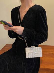 Glitter Bling,Shiny Glamorous,Elegant,Exquisite Marble Graphic Box Bag Mini Glamorous, Perfect Bride Purse For Wedding, Prom & Party Events Dinner Bag,Evening Bag For Party Girl,Woman,For Female Perfect For Party,Wedding,Prom,Dinner/Banquet,For Best Gift For Women - Gold - View 6