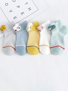 5pairs Baby Cartoon Ear Design Soft Invisible Socks For Summer - Multicolor - View 1
