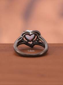 Nhẫn trang trí trái tim bằng đá rhinestone & opal - Nhiều màu - Xem 6