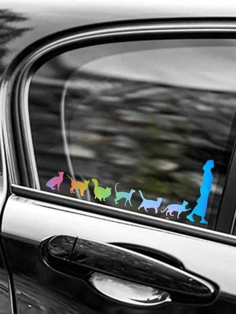 1 tấm Đồ Họa Hình Mèo & Hình Dán Xe Hơi - Nhiều màu - Xem 1