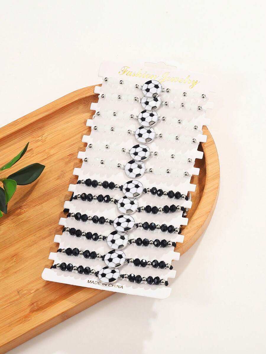 12 cái/bộ Vòng tay dây trang trí bóng đá thời trang dành cho nữ để trang trí hàng ngày - Nhiều màu - Xem 1