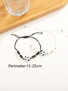 12 cái/bộ Vòng tay dây trang trí bóng đá thời trang dành cho nữ để trang trí hàng ngày - Nhiều màu - Xem 3