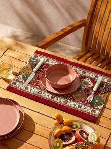 1 pieza Tapete de mesa con patrón floral moderno poliéster para cocina - Multicolor - Ver 3