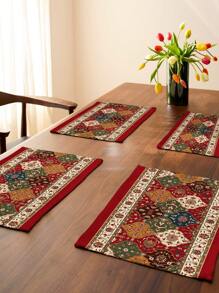 1 pieza Tapete de mesa con patrón floral moderno poliéster para cocina - Multicolor - Ver 5