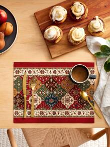 1 pieza Tapete de mesa con patrón floral moderno poliéster para cocina - Multicolor - Ver 7