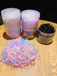 2盒女孩素色一次性極簡風格橡皮筋日常裝飾 - 彩色 - 查看 3