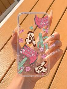 Western Cowboy Hat Pattern Clear Phone Case - Multicolor - View 2