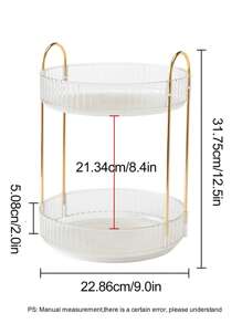 1pc Double Layer Desktop Makeup Storage Holder, Modern Spiral Design Plastic Makeup Holder For Home - Clear - View 3