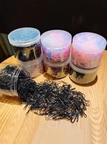 2盒女孩素色一次性極簡風格橡皮筋日常裝飾 - 彩色 - 查看 4