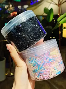 2盒女孩素色一次性極簡風格橡皮筋日常裝飾 - 彩色 - 查看 5
