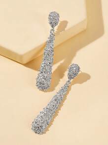 Anting Drop Logam Bertekstur - Perak - View 2