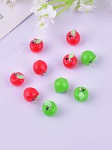 10入組/套創意合成樹脂蘋果DIY吊墜適合女士DIY首飾製作 - 彩色 - 查看 2