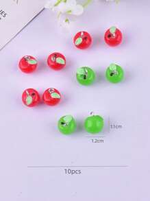 10入組/套創意合成樹脂蘋果DIY吊墜適合女士DIY首飾製作 - 彩色 - 查看 3