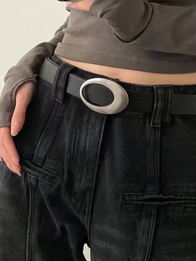 1 件蒸汽朋克女士椭圆形带扣休闲腰带，适合日常生活牛仔裤和连衣裙腰带夏季、学校秋季、秋季、万圣节