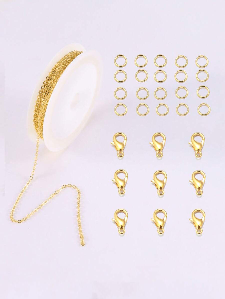 1件套鏈條和龍蝦扣DIY首飾配件 - 金色 - 查看 1