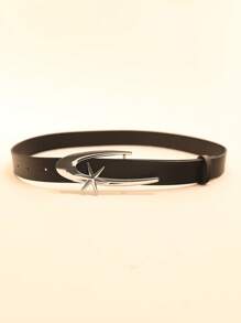 1 pieza Cinturón de moda con hebilla geométrica con decoración de estrella para mujer, para uso diario, calle, Halloween - Negro - Ver 3