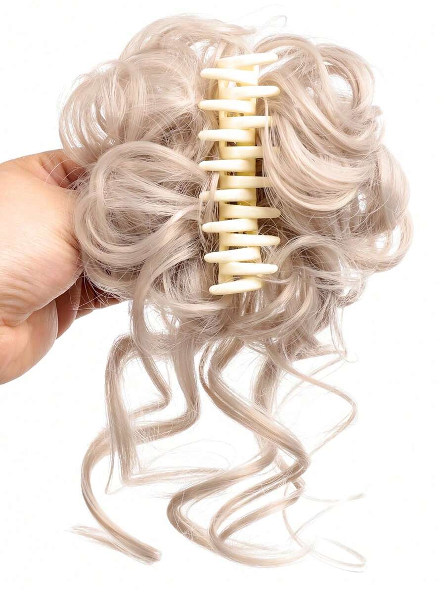 短卷合成纖維髮髻 - 銀色 - 查看 1