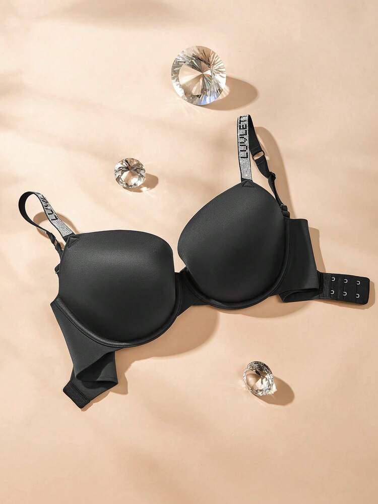 ラインストーンのストラップ付き インナーワイヤーアンダーバストブラ ワンサイズ