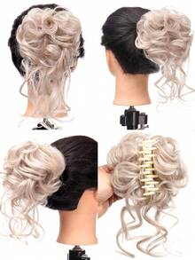 短卷合成纖維髮髻 - 銀色 - 查看 3