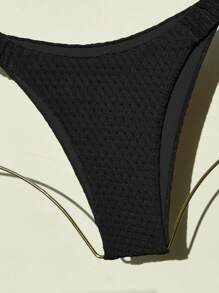 素色三角杯比基尼泳裝 - 黑色 - 查看 4