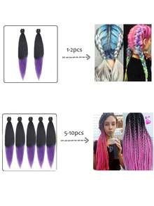 Pre Stretched Braiding Hair 26 Inch  Professional Soft Yaki Braiding Hair For Twist Braids Hot Water Setting Synthetic Crochet Hair Extensions - Multicolor - View 5