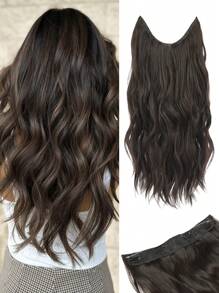 nimoki Clip In Medium Body Wave Synthetic Hair Extension - Light Brown - View 1