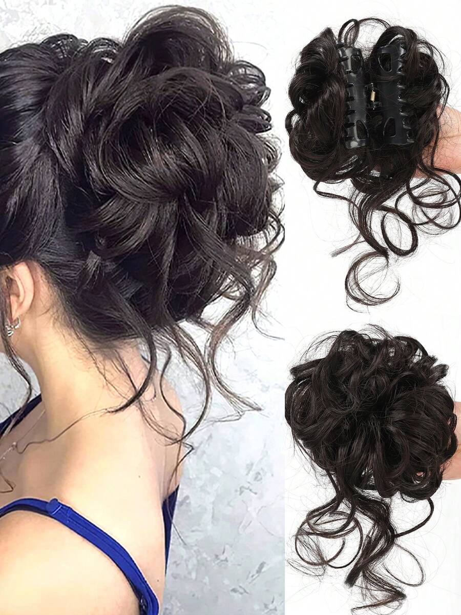 Tóc Xoăn Ngắn Tổng Hợp Búi - Màu nâu Sô-cô-la - Xem 1