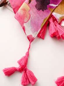 Khăn trang trí tua rua in hoa - Nhiều màu - Xem 5