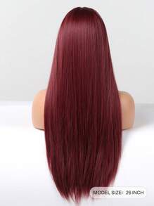 Tóc giả tổng hợp dài thẳng có tóc mái - Đỏ - Xem 2